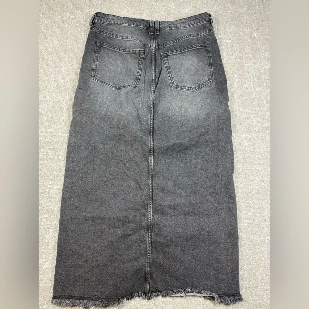 H&M Divded Black Wash V-Front Denim Boho Maxi Midi Skirt Womens Size 12